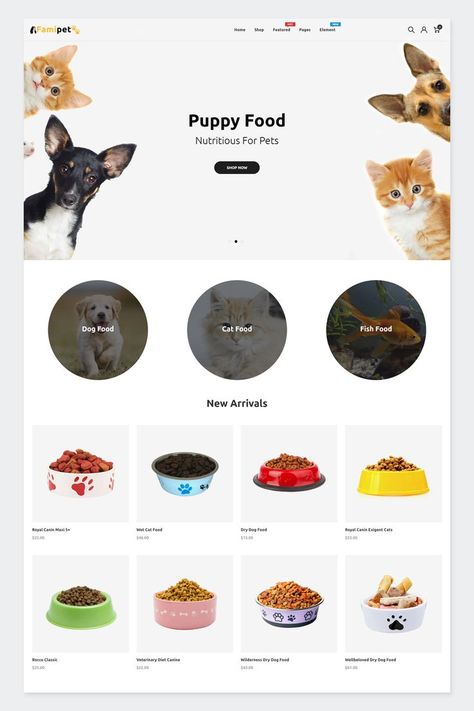 Pet Food Shop Responsive Shopify Theme Pet Store Website Design, Food Website Design, Pet Food Shop, Cat Website, Ecommerce Web Design, Shop Website, Ecommerce Web, Food Website, Shopify Store