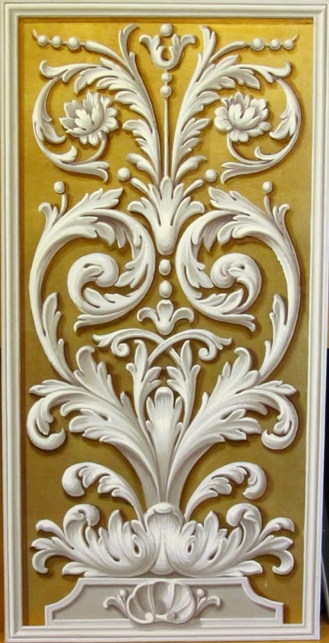 Mill Work, Wal Art, Arabesque Design, Ornament Drawing, Ornate Design, Carving Designs, Acanthus Leaf, Panel Art, Wood Panel