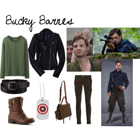 Bucky Barnes by teamhawkeye on Polyvore featuring Uniqlo, Gap, J Brand, G by Guess, Jas M.B., Marvel Comics and Sebastian Professional Marvel Inspired Outfits, Disney Bound Outfits Casual, Marvel Fashion, Avengers Outfits, Everyday Cosplay, Superhero Fashion, Movie Inspired Outfits, Marvel Clothes, Disney Inspired Fashion