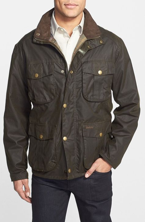 Barbour New Utility Regular Fit Waxed Cotton Field Jacket Barbour Style, Masculine Fashion, Cotton Fields, Waxed Cotton Jacket, Men Closet, Gents Fashion, Barbour Mens, Barbour Jacket, Safari Jacket