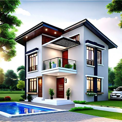 Small urban infill house. Discover practical and affordable two-storey house design ideas that can turn your dream home into a reality without breaking the bank. Simple Two Storey House Design, House With Mezzanine, Infill House, Two Storey House Design, House Front Gate, House Entrance Doors, Sustainable House Design, Second Floor Balcony, Straw Bale House