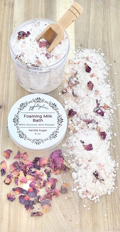 6 Oz Vanilla Sugar Coconut Milk Bath Soak Foaming Bath Salt - Etsy Milk Bath Diy, Coconut Milk Bath Soak, Milk Bath Recipe, Bath Gifts, Bath Soak Recipe, Bath Tea Bags, Herbal Bath Salts, Milk Bath Soak, Salt Gifts