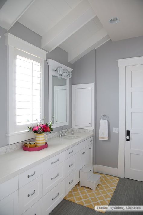 Grey Bathroom Paint, Girl Bathroom Decor, Best Gray Paint, Interior Paint Colors Schemes, Gray Walls, Revere Pewter, Bathroom Paint Colors, Grey Paint, Grey Paint Colors