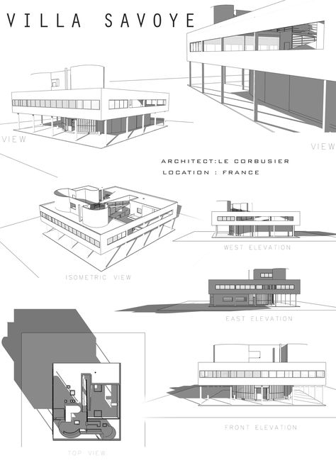 Villa Savoye Sketch, Villa Savoye Interior, Villa Savoye Plan, Le Corbusier Villa Savoye, Conservation Architecture, Digital Architecture, Le Corbusier Architecture, Villa Savoye, College Architecture