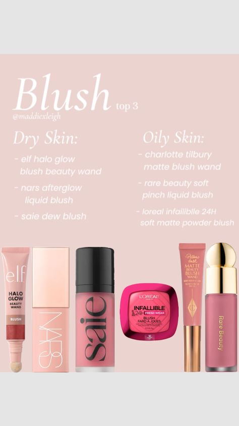 blush, by skin type 🩷. #blush #makeup #makeupproducts #skincare Blush For Oily Skin, Blusher Makeup, Blush Pillows, Simple Makeup Tips, Blush Beauty, Matte Blush, Makeup Items, Blush Makeup, Makeup Skin Care