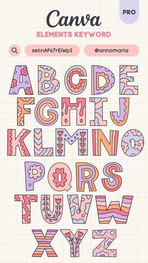 Canva Keywords Letters, Canva Scrapbooking Ideas, Canva Alphabet Element Keyword, Canva Scrapbook, Doodle Letters Alphabet, Canva Letters, Cute Lettering, Letters Tattoo, Alfabet Font