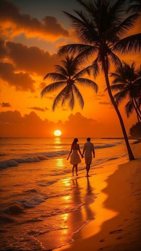 Evening Pictures, Hawaiian Dancers, Beautiful Beach Pictures, Romantic Photos, Beautiful Images Nature, Amazing Sunsets, Beach Landscape, Cool Pictures Of Nature, Beach Painting