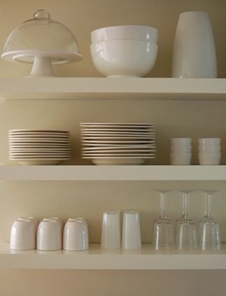 I want these open shelves near my kitchen sink http://www.flickr.com/photos/heathashli/6142538614/ Floating Kitchen Shelves, Ikea Floating Shelves, Long Floating Shelves, Floating Shelves Bedroom, Dining Room Shelves, Kitchen Wall Shelves, Black Floating Shelves, Geometric Shelves, Box Shelf