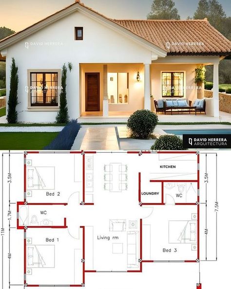 Simple Country House Plans, Barndominium Modern, Cozy Decor Ideas, Modern Mexican Home, Small House Blueprints, Mexican Hacienda, Modern Home Offices, Unique House Plans, Small House Layout