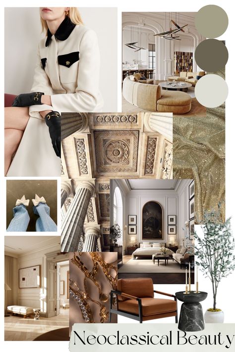 Neoclassic Color Palette, Neo Classic Aesthetic, Neo Classism, Neo Classic Color Pallete, Neoclassical Architecture Interior, Neo Classical Interior Moodboard, Neoclassic Architecture, Wellness Center Design, Neoclassical Interior Design