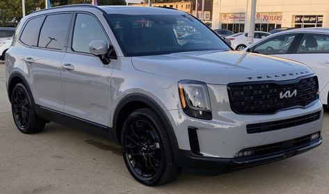 Kia Telluride SX Prestige Nightfall Edition 2024 Kia Telluride Wolf Gray, Kia Sorento Wolf Grey, Kia Telluride Wolf Gray, Mom Car Vehicles, Kia Telluride Nightfall, Kia Telluride Interior, Car Quiz, 1971 Ford Mustang, Kia Telluride