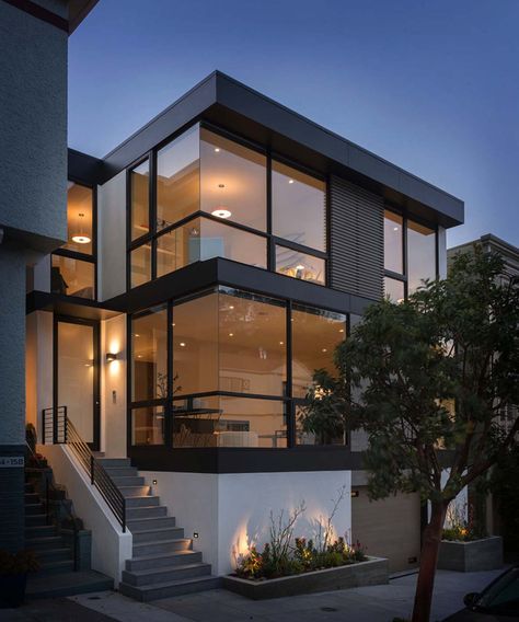 Sleek and contemporary four-level home in San Francisco Contemporary Exterior, Modern Architecture House, Dream House Exterior, Modern Exterior, Facade House, Modern House Exterior, House Designs Exterior, Contemporary Architecture, Interior Architecture Design