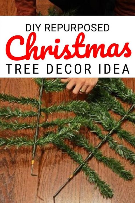 3 DIY Ideas for decorating your home for Christmas using an artificial Christmas tree. If you don't have a fuller tree then check out these hacks for repurpose inspirations. #diy #christmas #christmastree Repurposed Christmas Tree, Artifical Christmas Tree, Alpine Christmas Tree, Outdoor Christmas Garland, Corner Christmas Tree, Fake Christmas Tree, Cheap Christmas Trees, Artificial Tree Branches, White Artificial Christmas Tree