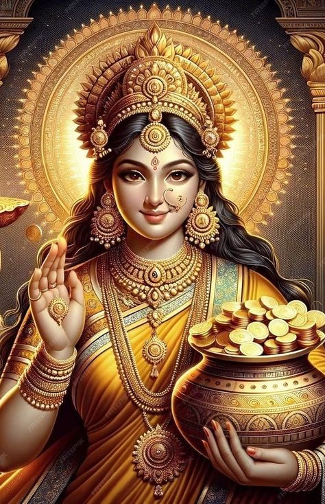 Laxmi Goddess Wallpapers, Laxmi Goddess, Laxmi Mata, Maa Lakshmi, Buddhist Art Drawing, Lucky Wallpaper, Happy Navratri Images, Shakti Goddess, Lakshmi Images