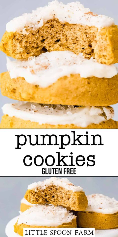 Pumpkin Cookies Recipe, Gluten Free Pumpkin Cookies, Gf Cookies, Bread Pudding With Apples, Pumpkin Cookie Recipe, Gf Baking, Cookies Gluten Free, Gluten Free Desserts Recipes, Gf Desserts