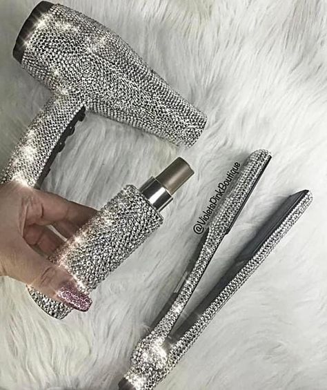 Bedazzled Hair, Hair Tool Set, Hair Tool Organizer, Hd Lace Wigs, Light Contouring, Hair Appliances, Bling Ideas, Victorias Secret Set, Rhinestone Projects