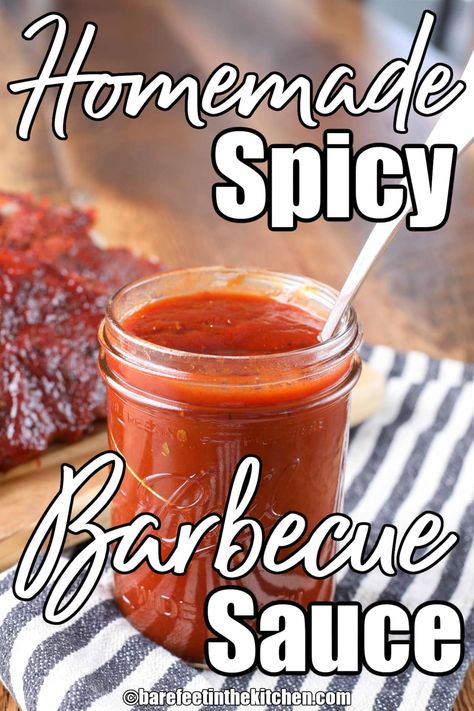 Homemade Spicy Barbecue Sauce Homemade Barbecue Sauce Recipe, Bbq Sauce Homemade Easy, Make Bbq Sauce, Homemade Bbq Sauce Recipe, How To Make Bbq, Homemade Bbq Sauce, Barbecue Sauce Recipes, Homemade Barbecue Sauce, Barbeque Sauce