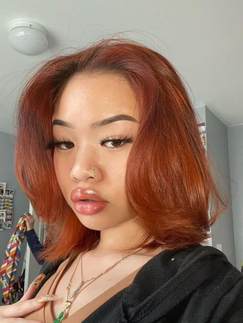 Orangey Brown Hair, Bobs Hairstyles, Hair Colour Ideas, Goddess Hair, Two Tone Hair, 2 Pretty, Hair Secrets, Ginger Hair Color, Asian Short Hair