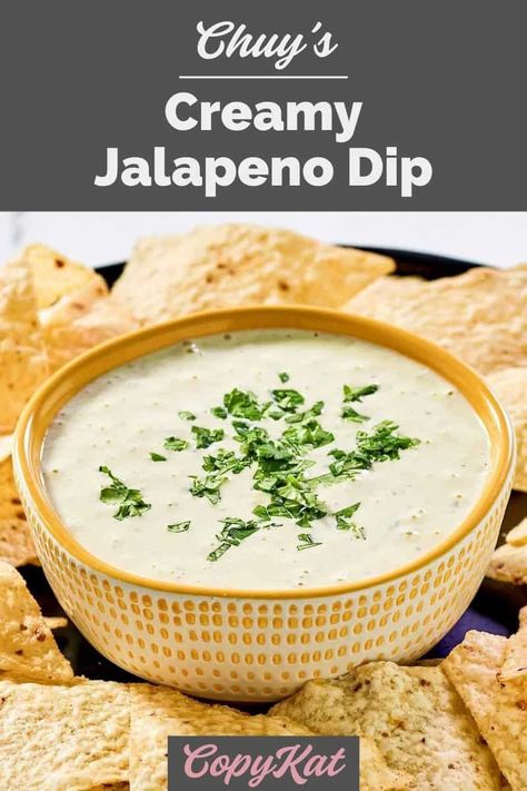 Chuy’s Creamy Jalapeno Dip is incredible! It's deliciously seasoned and has a little kick of heat. The best part is you can make homemade jalapeño ranch dip in 5 minutes with only a few ingredients. Get the easy copycat recipe and find out how to make Chuy’s creamy jalapeno ranch dip at home. Chuys Creamy Jalapeno, Chuys Creamy Jalapeno Dip, Jalapeno Ranch Dip, Jalapeño Ranch Dip, Jalapeño Ranch, Creamy Jalapeno Dip, Creamy Jalapeno Sauce, Jalapeno Dip, Creamy Jalapeno