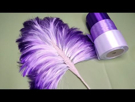 DIY | Satin Ribbon Flower | membuat rayung dari Pita satin - YouTube Fabric Feathers Diy, Wire Ribbon Flowers, Easy Ribbon Crafts, Diy Feathers, Satin Ribbon Flower, Diy Collares, Pita Satin, Ribbon Flower Tutorial, Diy Ribbon Flowers