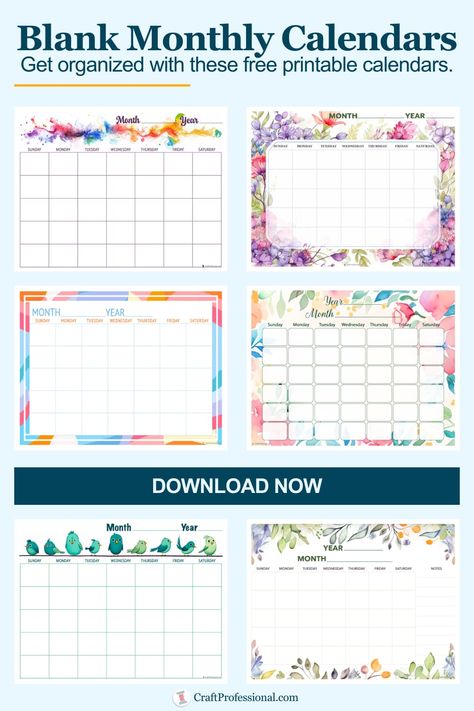 Stay organized in style with our convenient, versatile blank calendar printables. Ideal for planning and scheduling. Download your free monthly calendar now! Blank Monthly Calendar Printable Free, Free Monthly Calendar, Wall Calendar Design, Vertical Calendar, Free Printable Calendar Templates, Watercolor Calendar, February Calendar, Blank Monthly Calendar, Calendar Craft