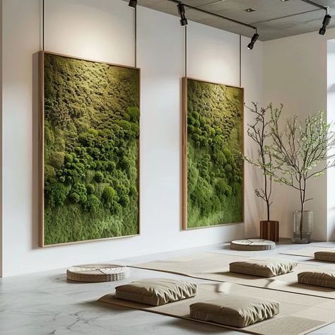 I present to you interior panels made of sublimated moss. These panels fit perfectly into any interior style, refreshing the space and adding a touch of harmony with nature. Designers from around the world confidently use this solution in their projects. The panels require minimal care, just keep them away from direct sunlight I can create these panels to order, specifically for your home or project (if you're a designer). The size, shape, and composition can be customized to your needs. The ... Moss Wall Office, Moss Panel, Corner Ideas, Moss Decor, Office Hallway, Organic Juice, Harmony With Nature, Business Colors, Minimalist Office