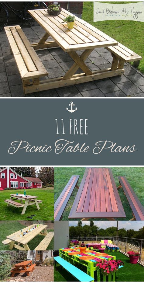 Garden Diy Furniture, Diy Picnic Table, Picnic Table Plans, Yard Furniture, Picnic Tables, Outdoor Furniture Plans, Diy Garden Furniture, Outdoor Diy Projects, Mesa Exterior