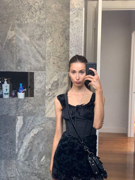 Black outfit with corset and dress Corset And Dress, Outfit With Corset, Corset Tops, Black Corset Top, Black Corset, Black Outfit, Corset Top, Black Tie, Dress Up