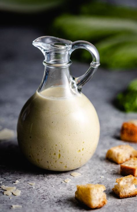 This homemade Caesar Salad Dressing takes 10 minutes to make! Use it in salads, pastas, and marinades! #homemadesaladdressing #saladdressingrecipes #chickencaesarsalad Homemade Caesar Dressing, Caesar Dressing Recipe, Homemade Salad Dressing Healthy, Homemade Caesar Salad Dressing, Homemade Caesar, Red Wine Vinaigrette, Caesar Salad Dressing, Favorite Salad, Salad Dressing Recipes Homemade