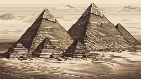 Premium Photo | Drawing outline egyptian pyramids generative ai Egyptian Pyramids Drawing, Photo Drawing, Inktober 2024, Art Major, Egyptian Pyramids, Psd Icon, Iconic Photos, West Africa, Vector Photo