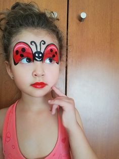 Coco Melon Face Paint, Girls Face Painting Ideas, Face Painting For Girls, Kid Face Paint, Girl Face Paint, Ladybug Makeup, Short Hair Makeover, Easy Face Paint, Kids Face Painting