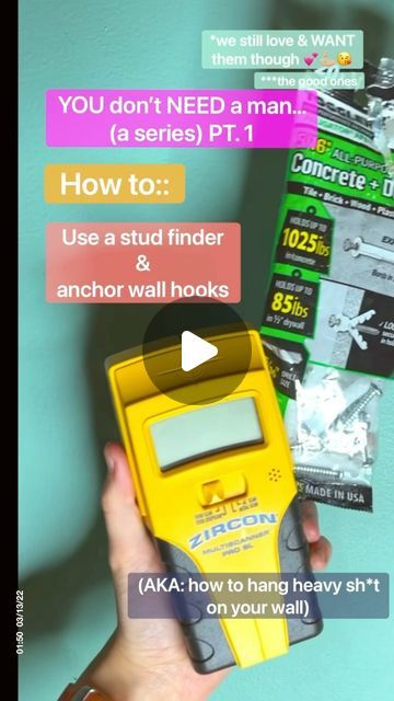 Atlanta Artist || Courtney Burden on Instagram: "How to :: use a stud finder & anchor wall hooks in drywall! I’m certainly NO expert but I LOVE learning and sharing! Drop any ?s you have for me in the comments! // guide stud finder across the wall until it lights up and beeps (by pressing a button on mine)…if there is a stud where you need to hang whatever it is, you’re good to go…IF there is NOT a stud, you NEED to use an anchor wall hook. 💕💪🏼#howto #diy #youdontneedaman #homedecor #homeinspo #homesweethome #homediy #homediyproject #homediydecor #studfinder #interiordesign #hgtvhandmade" Airbnb Tips, Stud Finder, Atlanta Artist, Handy Woman, Love Learning, How To Hang, Stud Walls, Drywall, Wall Hooks