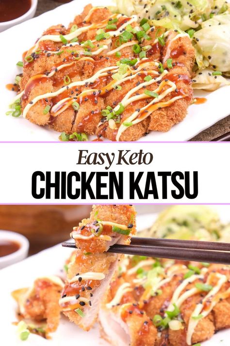 A collage of chicken katsu recipe Easy Chicken Katsu, Keto Fajitas, Chicken Katsu Sauce, Keto Japanese, Chicken Katsu Recipe, Chicken Katsu Recipes, Easy Chicken Dishes, Katsu Recipes, Chicken Filet