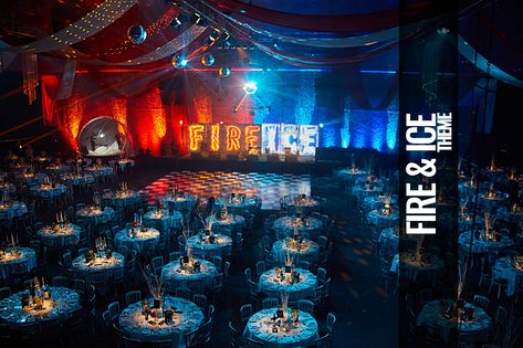 Fire And Ice Party, Ice Theme, Fire N Ice, Ice Party, Catering Table, Gala Themes, Winter Dance, Holiday Party Themes, Dance Themes