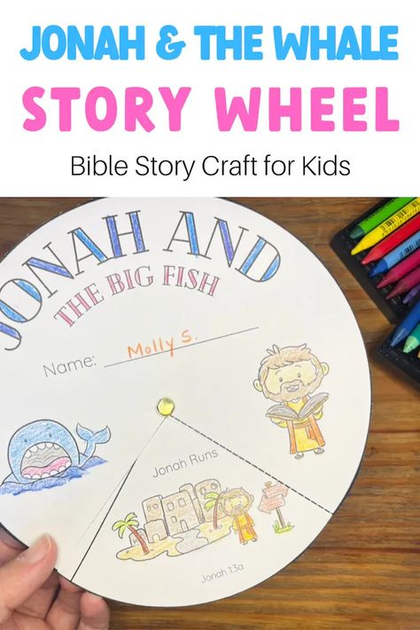 This printable digital download is a Jonah and the Big Fish Story Wheel, Jonah and the Whale Craft for Kids, Jonah Preschool Activity, or Jonah Sunday School Craft that can be used with your Jonah Lesson for Kids. Noahs Ark Craft For Kids, Jonah Activity, Jonah And The Whale Craft, Jonah Craft, Awana Crafts, Jonah And The Big Fish, Noahs Ark Craft, Whale Craft, Ark Craft