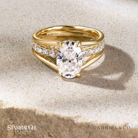 💍✨ Wedding Wednesday Spotlight! ✨💍 This 14kt yellow gold split shank ring by Gabriel & Co. is a true masterpiece! The oval diamond (pro tip - we can hand select one for you in Antwerp, Belgium on our upcoming trip...) appears to float between two elegant golden bands, perfectly symbolizing the strength and beauty of your love story. 💖 Ready to say “I do” with this stunning piece? Come visit us or browse online here: https://www.stambaughjewelers.com/jewelry-details/engagement/faith-14kt-yel... Wedding Wednesday, Split Shank Ring, Antwerp Belgium, Jewelry Details, Split Shank, Oval Diamond, Are You The One, Belgium, Float