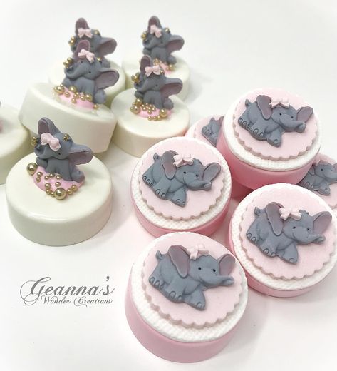 Elephant Desserts, Sunflower Elephant, Oreo Ideas, Baby Shower Chocolate, Baby Shower Dessert Table, Elephant First Birthday, Purple Chocolate, Baby Shower Treats