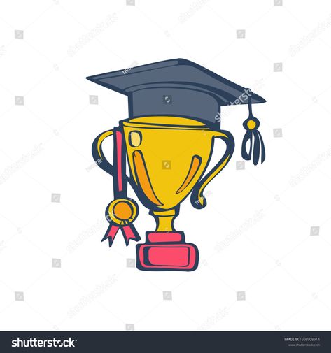 Graduation concept. Cup with an academic cap and a medal on top. Education and knowledge. Vector illustration sketch design. Isolated on white background. #Ad , #AFF, #medal#cap#Education#top Medal Drawing, Ppt Background, Sticker Ideas, Illustration Sketches, Morning Images, White Background, Stock Vector, Royalty Free Stock Photos, Vector Illustration