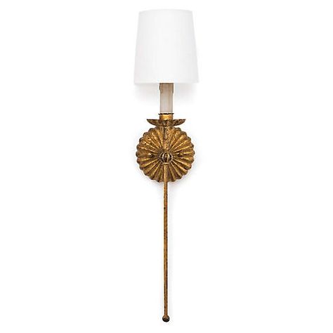 Clove Single Sconce, Antiqued Gold Leaf Country Antiques, Antique Inspiration, Traditional Interior, Burke Decor, Retro Wall, Linen Shades, Retro Stil, One Light, Vintage Stil