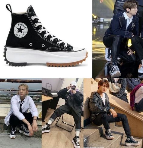 Straykids Converse, Stray Kids Converse, Skz Converse, Stray Kids Shoes, High Cut Sneakers, Stray Kids Outfits, Run Star Hike, All Star Shoes, Converse Run Star