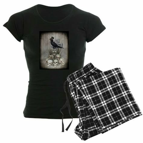 Dr Pajamas, Goth Sleepwear, Lazy Goth, Goth Pajamas, Pajamas Aesthetic, Dark Things, Goth Clothes, Raven Bird, Dr Closet