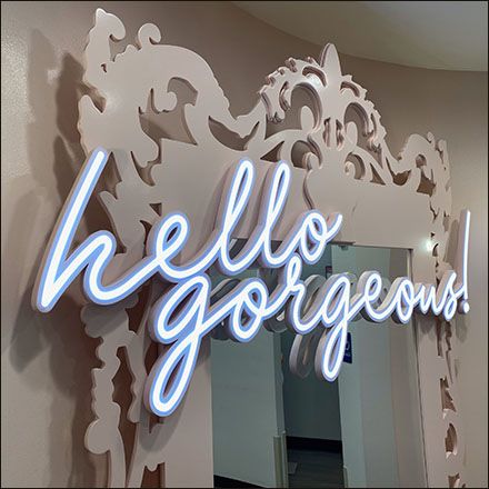 Neon Sign For Boutique, Vanity Neon Sign, Hello Gorgeous Sign, Boutique Signage, Hello Gorgeous Mirror Decal, Salon Neon Sign, Hello Gorgeous Neon Sign, Led Light Mirror, Room Signage