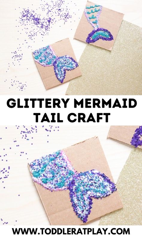 Do you have any mermaid fans in your home? If so, your little one might enjoy this Glittery Mermaid Tail Craft! #mermaidcraft #kidscrafts #glittercrafts #summercrafts Preschool Glitter Crafts, Mermaid Preschool Craft, Glitter Crafts For Kids, Mermaid Tail Craft, Mermaid Crafts For Kids, Mermaid Activities, Little Mermaid Crafts, Mermaid Craft, Abc Countdown