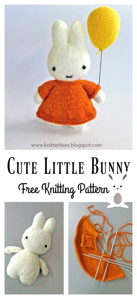 Knitting Bunny Pattern Free, Miffy Knitting Pattern, Knit Toys Free Pattern, Knit Stuffed Animals Patterns Free, Knitting Patterns Free Toys, Knit Baby Toys, Knit Toys Free Pattern Stuffed Animals, Rabbit Knitting Pattern, Knitted Dolls Free