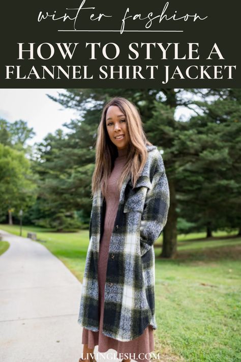 One of the hottest fall trends and winter trends this cold weather season is the flannel shirt jacket trend also known as the shacket. Here you will find some tips on styling the flannel shirt jacket or shacket and some great picks to add to your closet. | jackets for women | flannel style outfit ideas | womens winter fashion | shacket outfit women | how to style a shacket | winter wardrobe | cold weather style | casual winter looks Long Shacket Outfit Women, How To Style A Flannel Shirt, How To Style A Flannel, Casual Winter Looks, Style A Shacket, Styling A Flannel, Shacket Outfit Women, Womens Winter Fashion, Pink Flannel Shirt