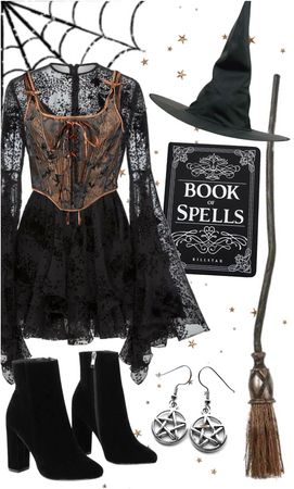 Witches Outfit, Cute Witch Costume, Witch Aesthetic Outfit, Witches Costumes For Women, Ideas For Black Hair, Boho Witch, Witch Costumes, Witch Fashion, Witchy Fashion