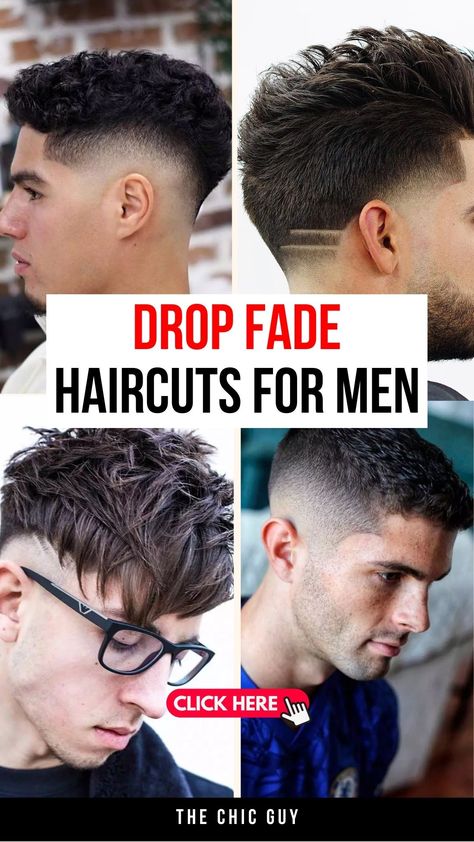 Top 18 Drop Fade Haircuts for Men to Get in 2024 Perm Fade Men, Men’s Haircuts Fades, Mens Drop Fade Haircut, Line Haircut Men, Low Drop Fade, Medium Fade Haircut, Fade Haircuts For Men, Drop Fade Haircut, Drop Fade