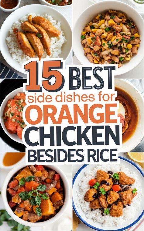 Get inspired with these creative and tasty side dish ideas to serve with your orange chicken! 🍊🥗 #foodinspo #yum Sides For Orange Chicken, Teriyaki Chicken Side Dishes, Grilled Teriyaki Salmon, Grilled Vegetable Skewers, Teriyaki Chicken Skewers, Sides For Chicken, Teriyaki Chicken Wings, Tofu Steak, Teriyaki Pork