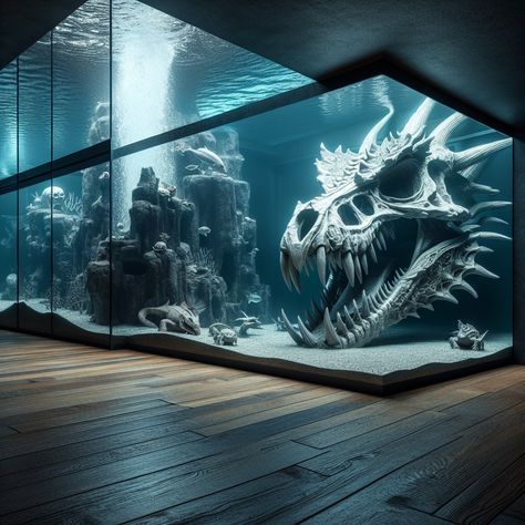 🌟✨ Introducing the Dragon Imitation Skull Model - Large! ✨🌟 Turn your aquarium or reptile terrarium into a mysterious underwater kingdom with our intricately detailed Dragon Imitation Skull Model, now available for just $34.99! 🐉🏞️ Crafted from durable materials, this stunning piece not only elevates your tank’s aesthetic appeal but also offers the perfect hiding spot for your fish and reptiles. 🐠🦎 Explore a world of creativity and elegance with this magical addition! Visit us at AquariumB... Stingray Aquarium Home, Scary Aquarium, Giant Fish Tank, Skull Aquarium, Creative Fish Tank, 1950s Architecture, Fossil Display, Cave Aquarium, Large Aquarium