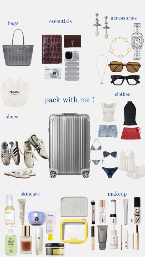 Trip Essentials Packing Lists, International Travel Checklist, Europe Packing, Pack With Me, Europe Packing List, Summer Packing, School Bag Essentials, Airport Fits, Travel Bag Essentials